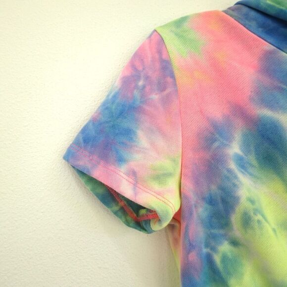 Fashion Nova Cropped Tie Dye Hoodie Bright Pastels Size Small NWT - Picture 9 of 15
